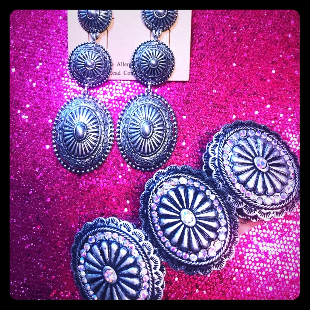 Brand new western concho earrings and bracelet